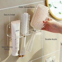 Wall Mounted Comb Holder, Single Tier Acrylic Organizer, Bathroom Toilet Storage, Space Saving Rack for Students