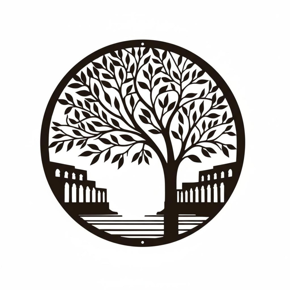 Black Metal Tree Wall Hanging Art Hollow out Design Tree of Growth Metal Wall Decor Easy to Hang House Decoration for Living Room, Garden, Bedroom