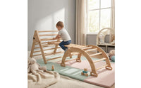 Indoor Pikler Triangle Natural Wood Wooden Climbing Triangle Arched Section Foldable Climbing Frame Polished Surface