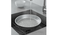 Round Metal Sieve Versatile Perforated Steel Pan Single-Piece Construction Grain Sorting Tray for Farmers, Gardeners, Farm, Garden