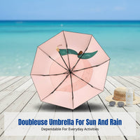 Three-Fold Large Sun Rain Umbrella, Thickened, Double Black Coating, Cartoon Fruit Pattern, Manual, Adult