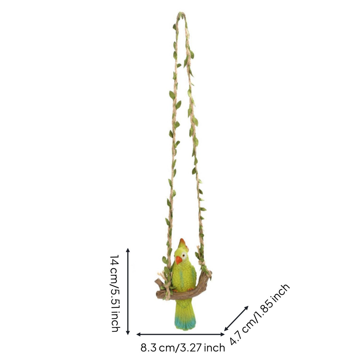 Woven Parrot Swing Decor Easy to Hang Green Parrot Hanging Ornament Colorfast