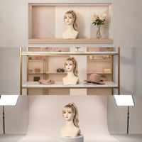 Mannequin Head with Shoulders Realistic Hairpiece Stand Skin Tone Cosmetology Head for Cosmetologists