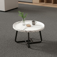 2 Pieces Easy to Clean Nesting Coffee Table Set Sturdy Metal Frame Round Tray Top Table Set for Small Apartment Dwellers