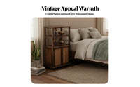 Rattan Door Cupboard Sturdy Wood Frame 2-Door Rattan Chest Vintage Design Multifunctional for Renters, Bedroom, Entryway