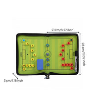 PU Leather Cover Soccer Strategy Board Kit Double-Sided Football Board Zippered Strategy Folder for Coaches, Gameday