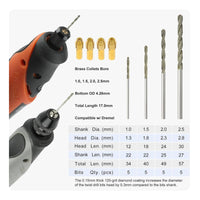 24 Pieces Includes 4 Brass Collets Crystal Drill Bit Set Rotary Tool Compatible Crystal Coated Rotary Tool Accessory for Hobbyists