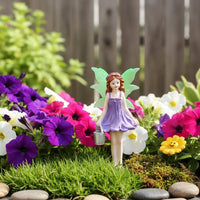 Flower Pot Fairy Decoration Hand-Painted Look Resin Figurine Whimsical Landscaped Girl Statue for Patio