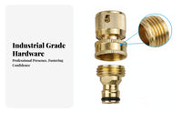Leak-Resistant Brass Hose Connector Pair Knurled Grip Garden Hose Quick Connector Black Sealing Rings Quick Connect Coupler American Thread