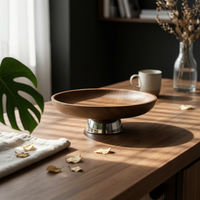 Fruit Tray with Pedestal Shallow Pedestal Bowl Modern Footed Serving Bowl for Hosts