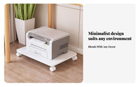 Movable with casters 2-Tier Rolling Rack adaptable Printer Stand Space-Saving Computer tower case holder Easy Assembly for Students, Homeowners, enthusiasts, Under Desk, Study Room