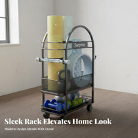 Exercise Mat Storage Cart With Wheels Exercise Mat Storage Rack Mobile Home Design Gym Wheeled Rack for Fitness Enthusiasts, Garage, Living Room