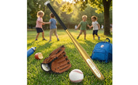 4 Pieces Stitched Baseball Starter Set Padded Junior Baseball Set Metal-Looking Children's Play Gear Black Grip