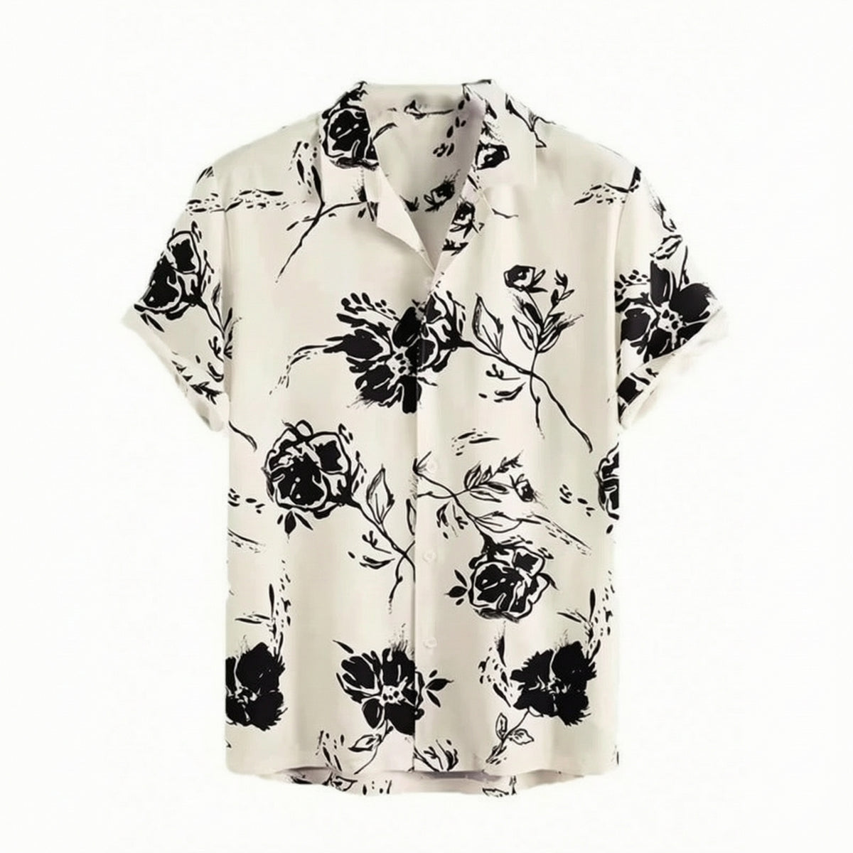 Printed Short-Sleeve Button-down Shirt Casual Button-Front Shirt Comfortable Apparel Versatile for Summer