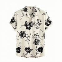 Printed Short-Sleeve Button-down Shirt Casual Button-Front Shirt Comfortable Apparel Versatile for Summer