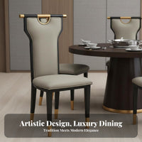 Modern Chinese Design Upholstered High-Back Chair Comfortable Cushion Upholstered High-Back Chair with Handle Sturdy Frame Dining Room Seat Ergonomic Design for Restaurant Owners, Hotel Managers, Interior Designers, Banquet Hall, Kitchen, Office, Bedroom