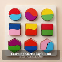 Geometric Shape Board Early Math Learning Wooden Fraction Puzzle Develops Fine Motor Skills Wooden Shape Sorter for Preschoolers, Infants