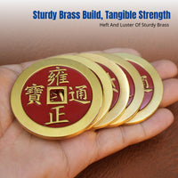 Pure Brass Five Emperor Coins, Door Threshold Weight, Entryway Home Decor, Random Emperor Motif, Office Gift