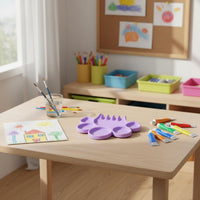 silicone Paint Tray Palette Brush Holder Easy to Child-Friendly Art Palette Paw Print Mixing Tray for Beginners