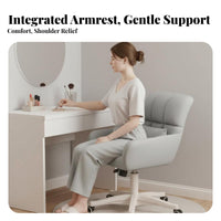 Height Adjustable Upholstered rotate Armchair Ergonomic Design Cat Ear Computer Chair Cute Aesthetic Home Seating fluid Rolling Casters for gaming enthusiasts, Students, Remote Workers, Bedroom, Dorm Room, Makeup Vanity, leisure corner