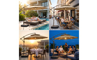 Cantilever Umbrella with Wheeled Base Commercial Offset Patio Umbrella with Light Heavy-Duty for Restaurants, Cafes, Patios, Terraces, Storefronts