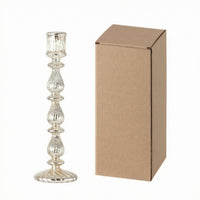 Ribbed Glass Candlestick Fluted Taper Glass Candle Holder Lustrous Finish Taper Candle Holder Tall Stem