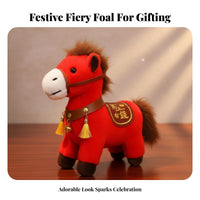 Stuffed Horse with Wealth Bag Good Fortune Symbol Chinese Astrological Horse Doll Vernal Holiday Auspicious Totem