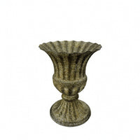 Metal Vase Distressed Pedestal Vase Urn Weathered Textured for Living Room, Dining Table