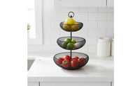 Nordic Design Tiered Fruit Basket Ventilated Airflow Metal Fruit Bowl Stand Rust-Proof Countertop Snack Holder Hand-Welded for Office, Parties