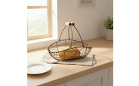 Metal Wire Bird's Basket Portable Rustic Fruit Display Bowl Kitchen Decor Easy to Clean for Pantry, Coffee Shop