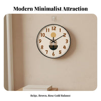 Non-Ticking Silent Quartz Wall Clock No-Drill Installation Silent Wall Clock Easy to Hang for Homeowners, Renters, Bedroom, Hallway, Kitchen
