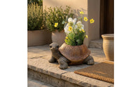 Textured Shell Turtle Planter Sculpted Decorative Turtle Planter Painted Eyes Outdoor Decor Multicolored for Garden, Courtyard