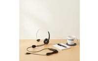 Flexible Monaural Headset with Inline Control Wired Single-Ear USB Headset Adjustable for Office Workers