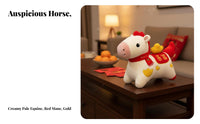 Chinese Astrological Horse Stuffed Cute Design Horse Stuffed Toy White Horse Stuffed Doll Comfortable to Feel Festive Decoration