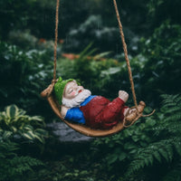 Gnome on Swing Compact Gnome Figurine on Swing Garden Dwarf Figurine Charming Cute for Gardeners, Patio, Porch