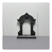 Gothic Design Dollhouse Miniature Arched Window Molded Frame Decorative Window Prop Floral Relief Arched Scene Display