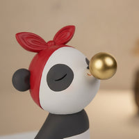 Panda Sculpture with Bubble Stylized Panda Figurine Adorable for Shelf, Desk