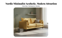 Minimalist Loveseat with Wooden Legs Nordic and design Upholstered 2-Seater Settee Small Space suitable space-saving Couch for Bedroom, Studio Flat, Lounge Area