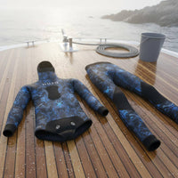 Hooded Spearfishing Wetsuit 5 Mm Thick Diving Suit Cold Water Use Two-Piece Neoprene Suit for Spearfishers, Winter Swimmers, Surfing