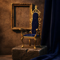 1:8 Scale Miniature Throne Chair High-Back Dollhouse Furniture Scrollwork