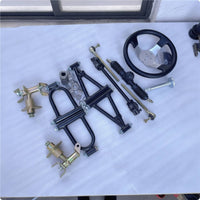Beach Vehicle Front Shock Absorption System Easy Installation Steering Kit with Steering Wheel Adjustable Hardware for DIY Builders, Hobbyists