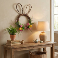 Easter Egg Garland, Easter Bunny Wreath Ready to Hang Spring Door Wreath Adorable Design Flower Door Hanger for Homeowners, Entryway, Inside Your Home
