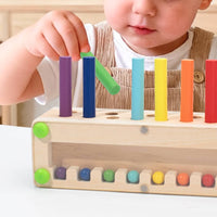 Hand-Eye Coordination Wooden Caterpillar Toy Fine Movement Skills Cylinder Peg Game Interactive Color Stack Toy Sensory Play for Preschoolers, Kids, Toddlers, Kindergarten, Classroom