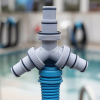 Pool Hose Connector Triple-Outlet Y-Connector with Threaded Collars Ribbed Threaded Hose Adapter for Maintenance Technicians