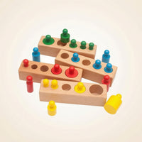 Preschool Developmental Cylinder Block Early Learning Cylinder Socket Block Natural Wood Educational for Preschoolers, Toddlers, Kids, Home, Classroom