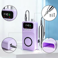 Cordless Portable Nail Drill with Light Stepless Speed Nail Drill Machine with Bits Low Heat Rechargeable Manicure Set Professional for Beginners, Travel