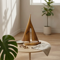 Abstract Art Sculpture Wood-Grain Abstract Sculpture Minimalist Resin Statue for Bookshelf, Office Desk