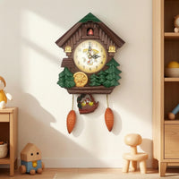 House-Shaped Cuckoo Wall Clock Unique Cuckoo Clock Original Black Woodland for Children, Bedroom