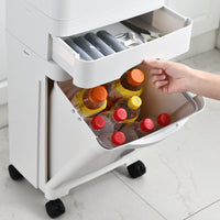 Japanese Style Kitchen Trash Can with Lid, Large, Odor-Proof, Dual-Layer Wet/Dry Separation, Dual Inner Buckets