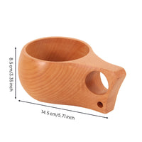 Beech Wood Cup Handheld Wooden Mug Cup with Handle Lightweight Elegant for Travel